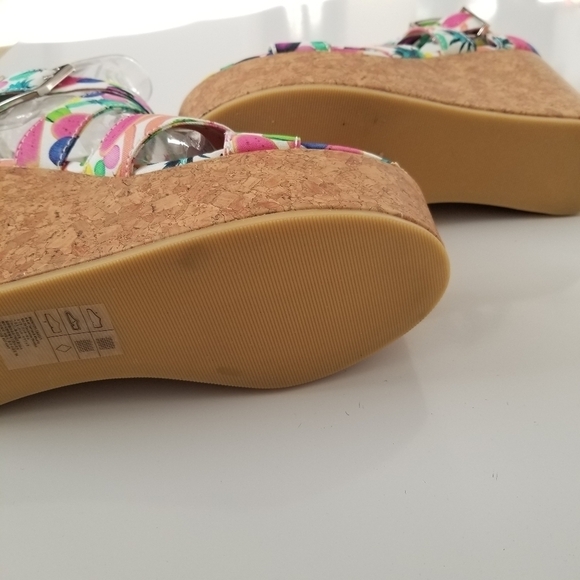 H&M Multicolor Wedge Cork Heel Sandals. - Picture 5 of 6